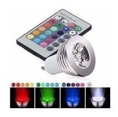 Imagen 2 de 9 de Lampara Led Gu10 3w Rgb Con Control Remoto 16 Color 220w