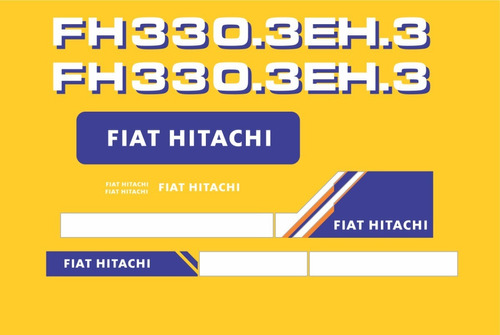 Kit Adesivos Escavadeira Compatível Com Fiat Hitachi Fh 330 Cor ADESIVO EMBLEMA GRÁFICO FH 330