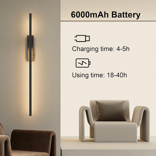 Juego De 1 Aplique De Pared Con Pilas, Recargable De 32,7 Pu