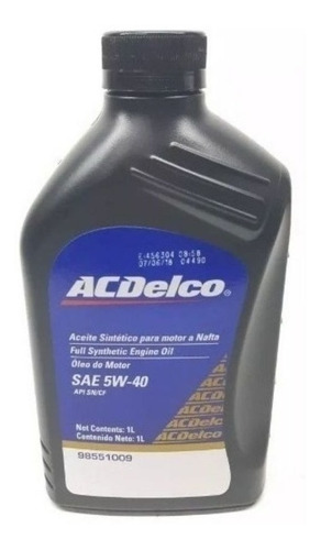 Aceite Sintetico 5w40 Bidon 1 Litro Acdelco