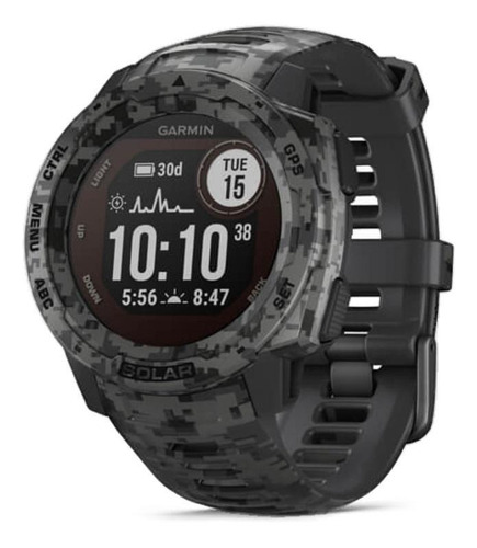 Smartwatch Garmin Solar Instinct Camo 0.9" caixa 45mm de  polímero reforçado com fibra  graphite camo, pulseira  graphite camo