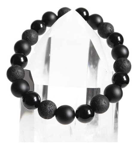 Pulsera Piedra Natural Turmalina Negra Onix Mate Y Lava 8mm