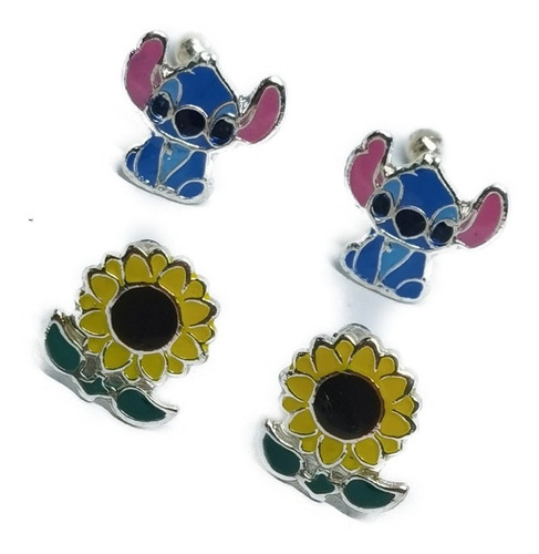 Aretes De Extraterrestre Y Girasol De Plata 925 +estuche H3