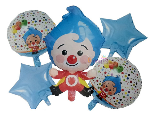 Paquete Globos Payasito Plim Kit Globos Metálico 