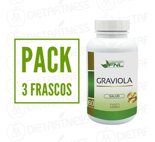 Graviola Fnl 300 Mg 60 Capsulas Pack 3 Frascos Dietafitness Sabor Sin sabor