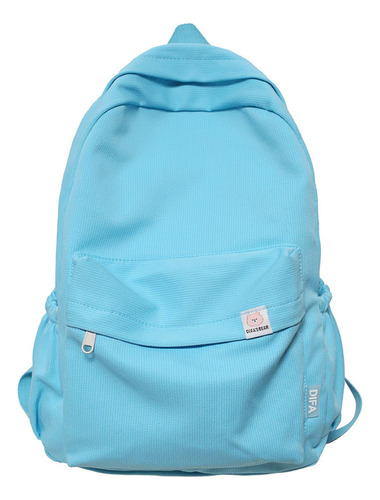 Mochila Clásica Para Libros Escolares Para Adolescentes Y Es Color Azul Diseño De La Tela Liso