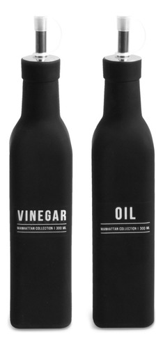 Kit 2 Porta Azeite Vinagre De Vidro Preto Luxo Profissional