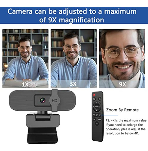 Cámara Web 4k Para Pc, Zoom Automático, Con