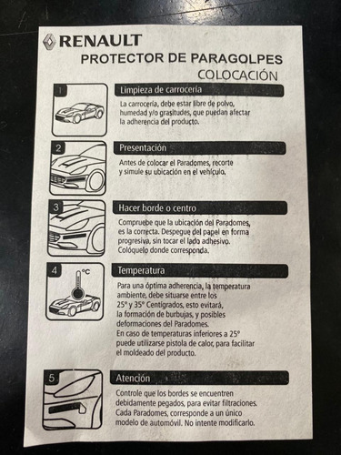 Imagen 6 de 10 de Protector Original Kit Paragolpes Transparente Renault Logan