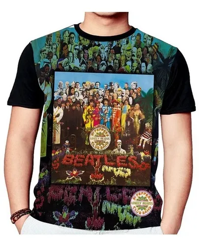 Camiseta rock beatles Sgt. Snoopy Club Band tamanho adulto com