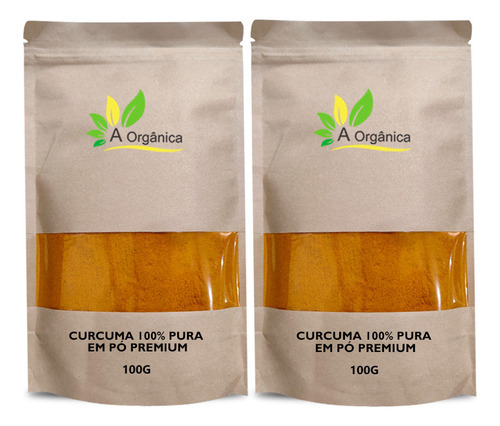 Kit 2 Cúrcuma Pura Em Pó Premium ( Curcumina) 100g