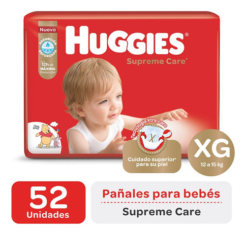 Pañales Huggies Supreme Care Fralda Roupinha  XG x 52 unidades