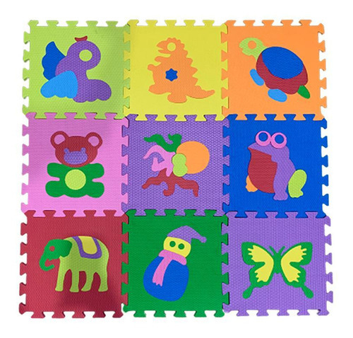 Tapete Eva Tatame Infantil 9 Peças 30x30cm Animais