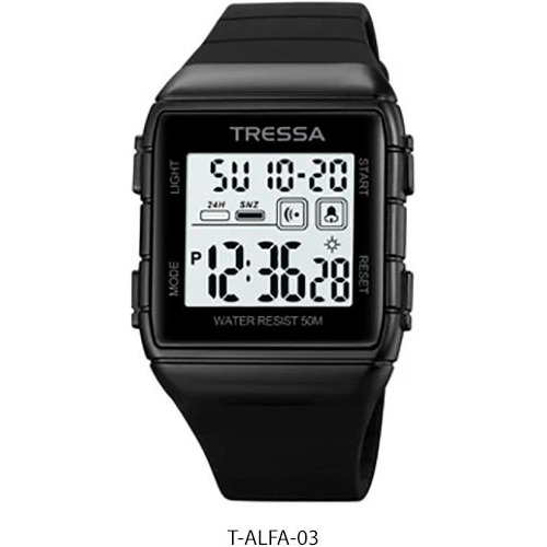 Reloj Unisex Tressa Alfa Digital Wr50 Luz Cronómetro Alarma