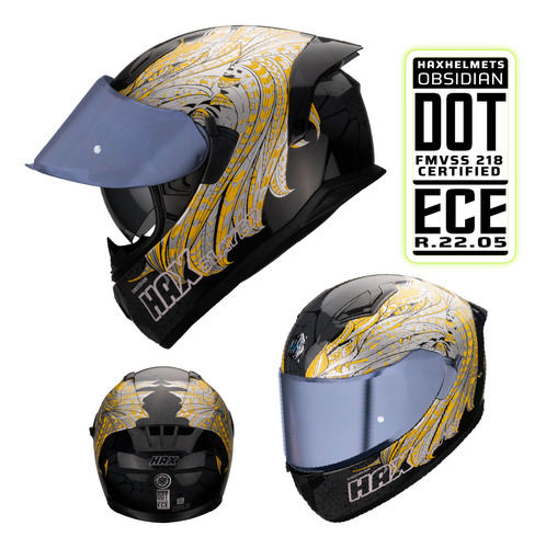 Hax Helmets. Casco Certificado  Dot + Ece. Obsidian Slayer
