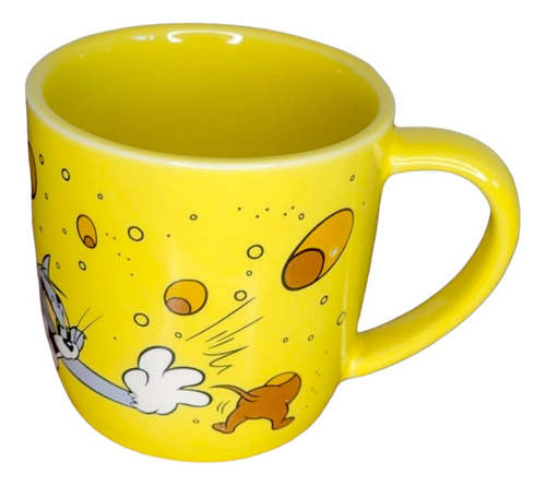 Caneca Cerâmica Geek Tom E Jerry Colecionáveis 350ml Cor Amarelo