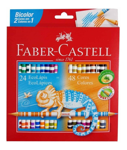 Lápis De Cor 48 Cores Bicolor Faber Castell