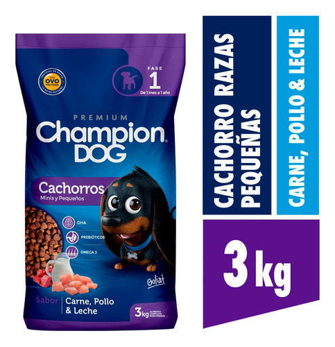 Alimento Cachorro Champion Dog Razas Minis Y Pequeños 3 Kg