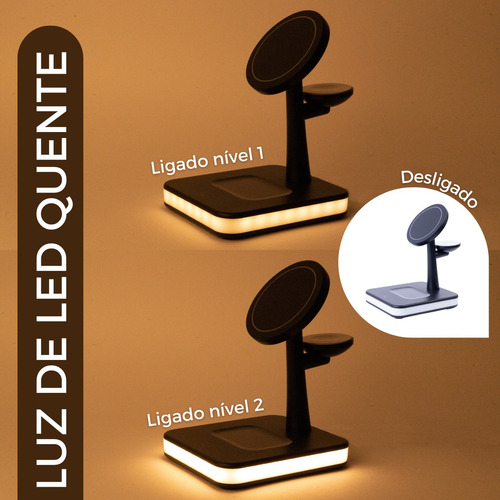 Carregador De Mesa Com Fonte 3 Em 1 Sem Fio Para iPhone