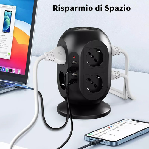 Regleta Multienchufe Chile (8 Enchufes + 3 Usb + 1 Usb C)