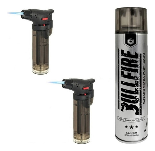 2 Mini Maçarico Automático Portátil Recarregável Com Refil 