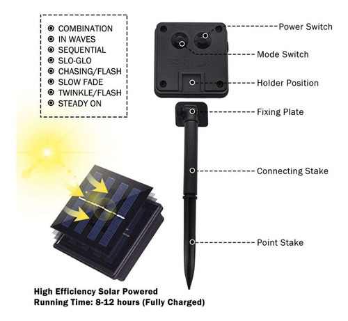 A Flashing Navidad Solar 300 Leds 30m 8 Modos De Luz