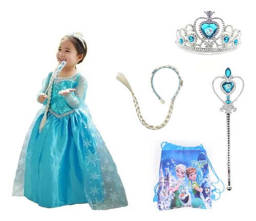Vestido Frozen Elsa Ana Infantil Festa Aniversário Luxo