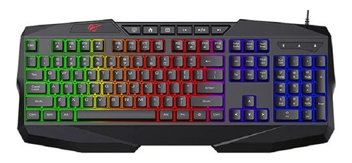 Teclado Gamer Havit Kb878l Multi-função Com Led Rgb Preto Idioma Inglês US