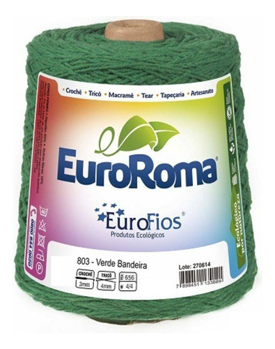 Barbante Euroroma Colorido N 6 - Cor: 803 Verde Bandeira