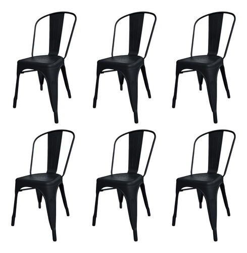 Silla de comedor DeSillas Tolix, estructura color negro mate, 6 unidades