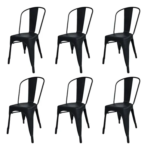 Silla de comedor DeSillas Tolix con estructura color negro mate x 6 unidades