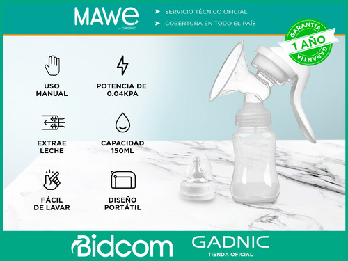 Sacaleche Manual Gadnic Portatil Capacidad 150ml + Mamadera