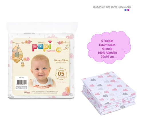 Kit 5 Fraldas De Pano Especial Estampadas Tecido Duplo Gênero Meninas