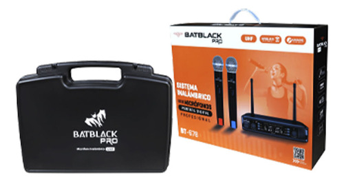 Micrófono Inalámbrico Batblack Bt-678 Receptor X2 Micrófonos Color Negro