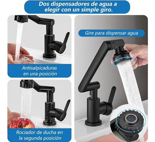 Llave Mezcladora Monomando Para Lavabo Baño Giratorio 1080°