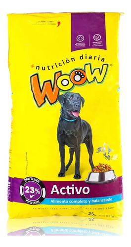 Alimento Croqueta Perro Adulto Woow Activo 25kg 23% Proteína