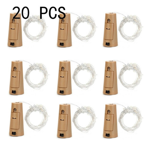 Paquete De 20 Lámparas De Corcho Para Botellas De Vino, Guir