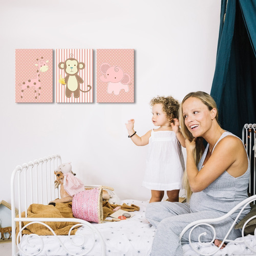 3 Cuadros Niña, Decoración Infantil 19 X 28, Envío Gratis