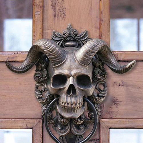 Li Aldaba De Puerta Con Cabeza De Esqueleto De Cabra,
