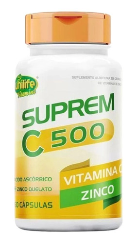 Suprem C 500mg Vitamina C Y Zinc 60 Cápsulas