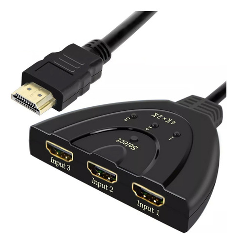 Switcher Hdmi 4k 3 Entradas 1 Salida Cable Flexible