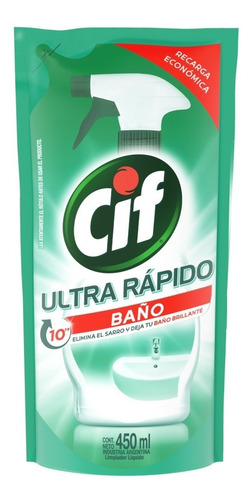 Imagen 1 de 4 de Limpiador Liquido Cif Baño Doy Pack X 450ml