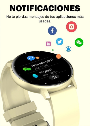 Imagen 5 de 10 de Reloj Smartwatch Tactil Bluetooth Calorias Pasos Sueño