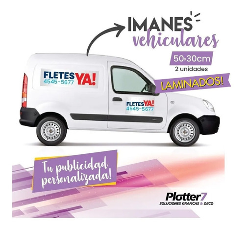 2 Imanes Vehicular + Laminado Grueso 50x30 Con Publicidad 