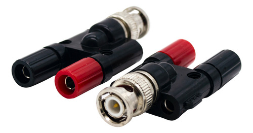 50 Adaptadores 2 Banana Hembra Rojo Y Negro A Bnc Macho