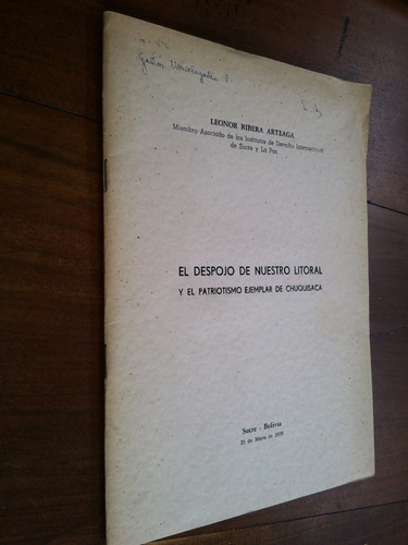 El Despojo De Nuestro Litoral Chuquisaca Ribera Arteaga 