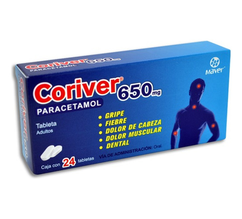 Coriver Paracetamol 650 Mg C/24 Tabletas Maver