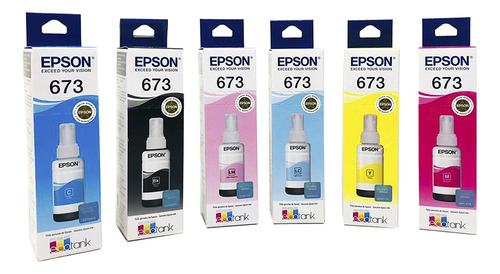 Kit 6 Tintas Epson T673 Original L800 L805 L810 L850 L1800