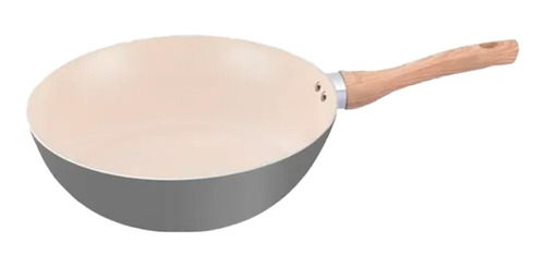 Imagen 1 de 6 de Wok Gris Antiadherente Ceramico 28cm Linea Crema