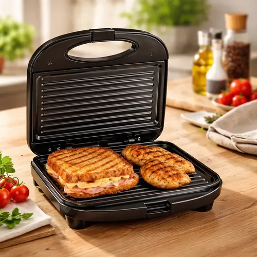 Sanduicheira Elétrica Antiaderente Grill 750w Preto 110/220v ​Preto 220v
